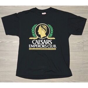 Vintage Caesars Emperors Club Short Sleeve Large Black T Shirt